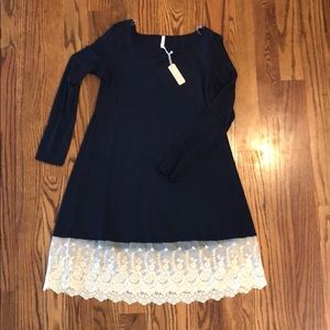 Pinkblush long sleeve, lace bottoms dress